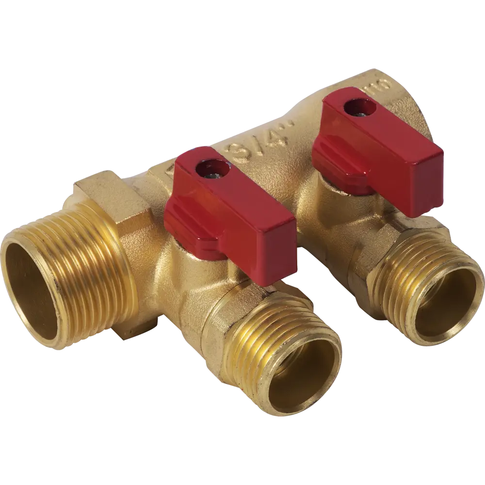 Коллектор с кранами 2 выхода 1x1/2" НР латунь 83980400 STLM-2014642 Santreyd 