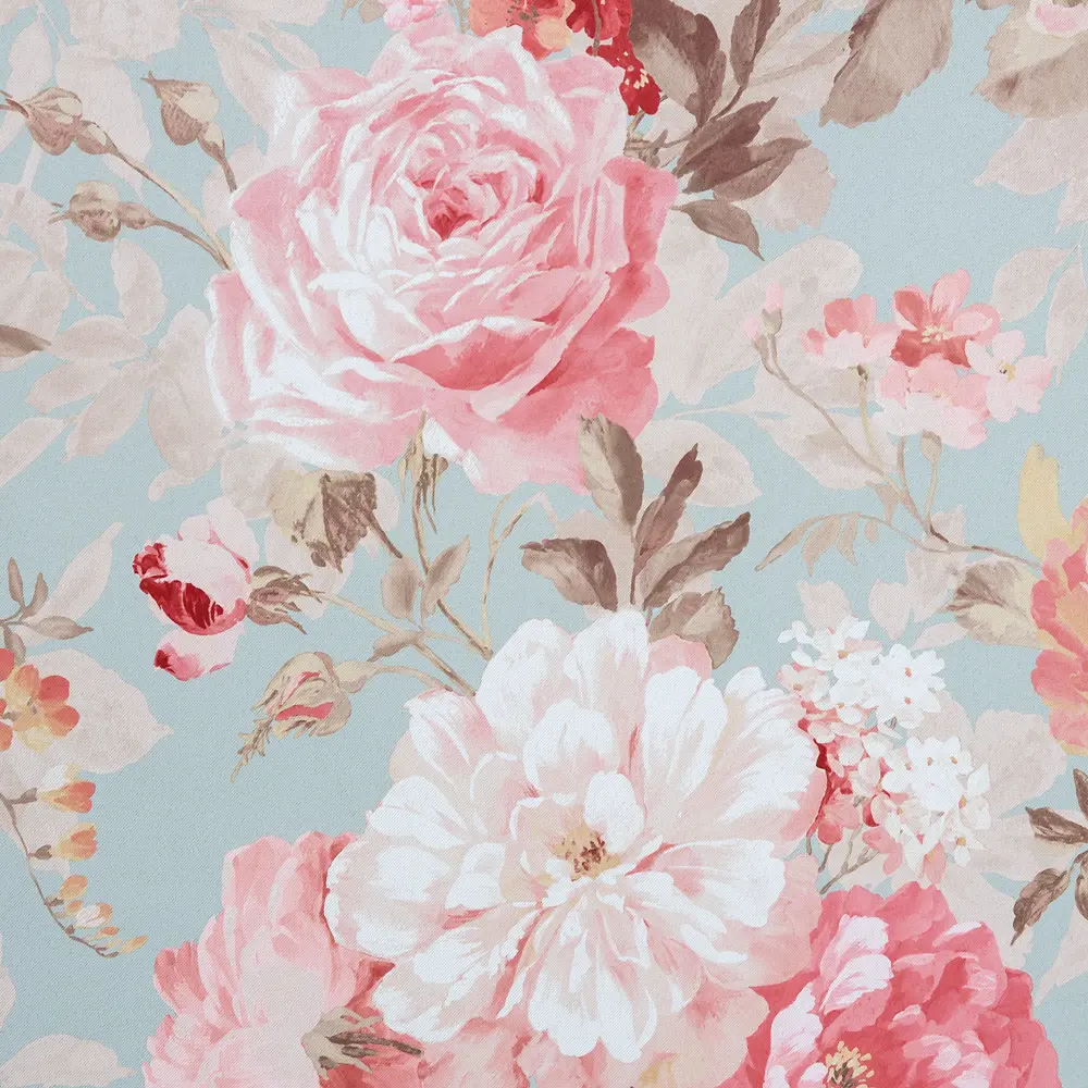 Штора на ленте «Пионы» 145х260 см цвет голубой SEASONS STLM-2015258 - Вид №1