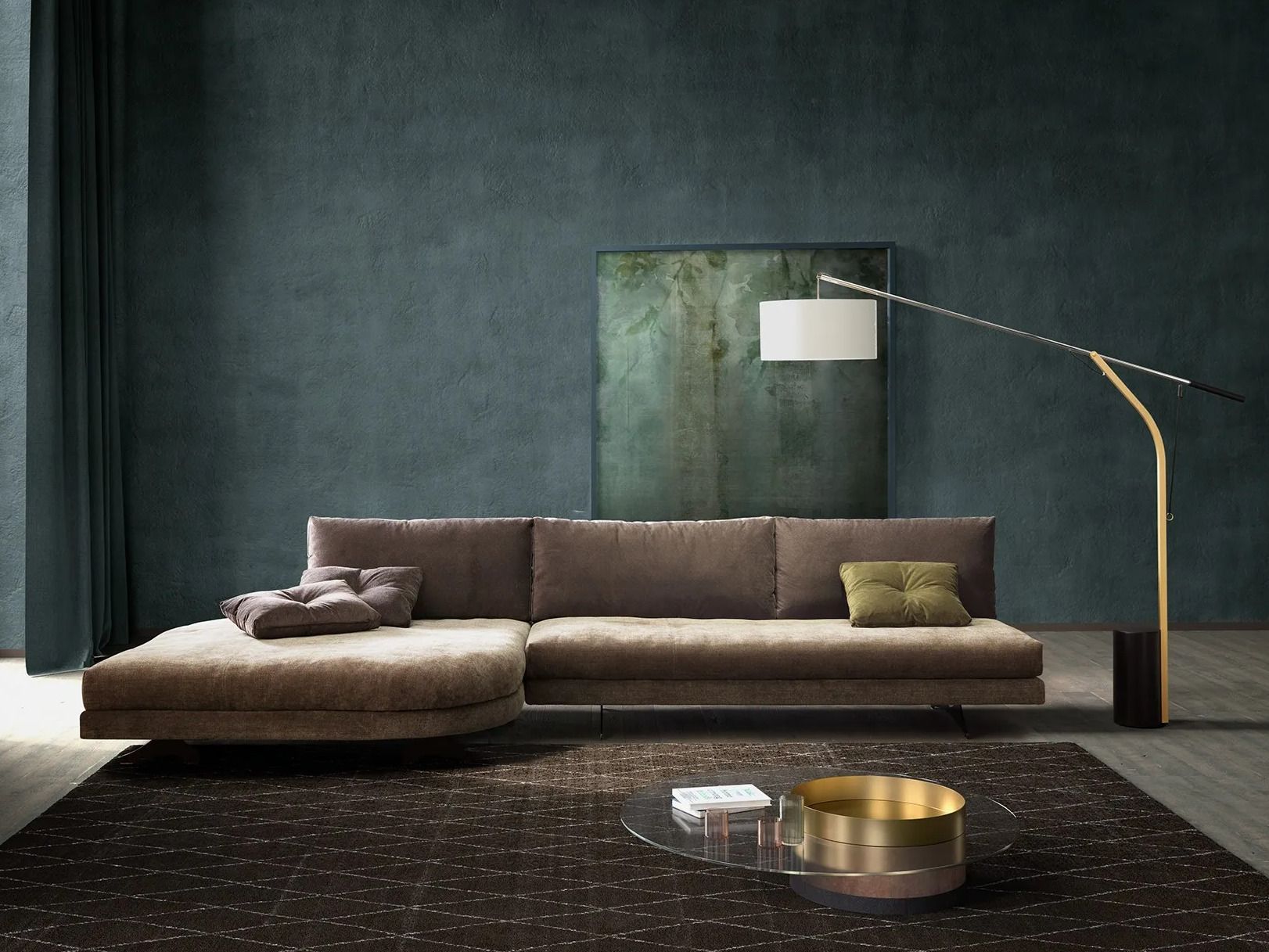 Бархатный секционный угловой диван VALENTINI камень ARCH-00067648 - Вид №9