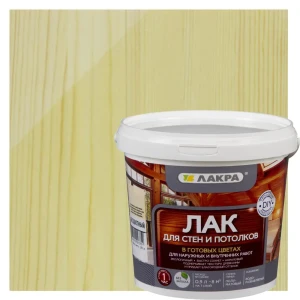 Лак тонированный для стен и потолка Лакра бесцветный 0.9 л