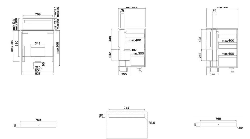 Вытяжка из алюминия и стекла Falmec дизайн ARCH-00048861 - Вид №1