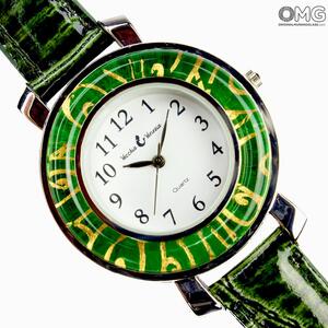 3000 ORIGINALMURANOGLASS Наручные часы Унисекс - зелёные - Original Murano Glass OMG 23 см
