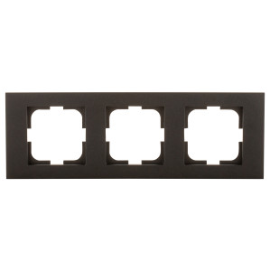 90802298 Рамка для розеток и выключателей Grano 3 поста цвет черный металлик STLM-0389057 OVIVO
