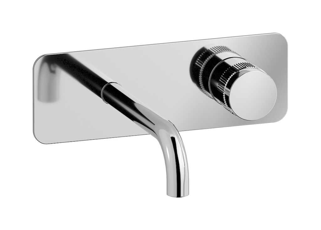 Настенный смеситель для раковины прогрессивный на 2 отверстия в комплекте с донным клапаном. WE ARE IB rx206cc Chrome Reflex