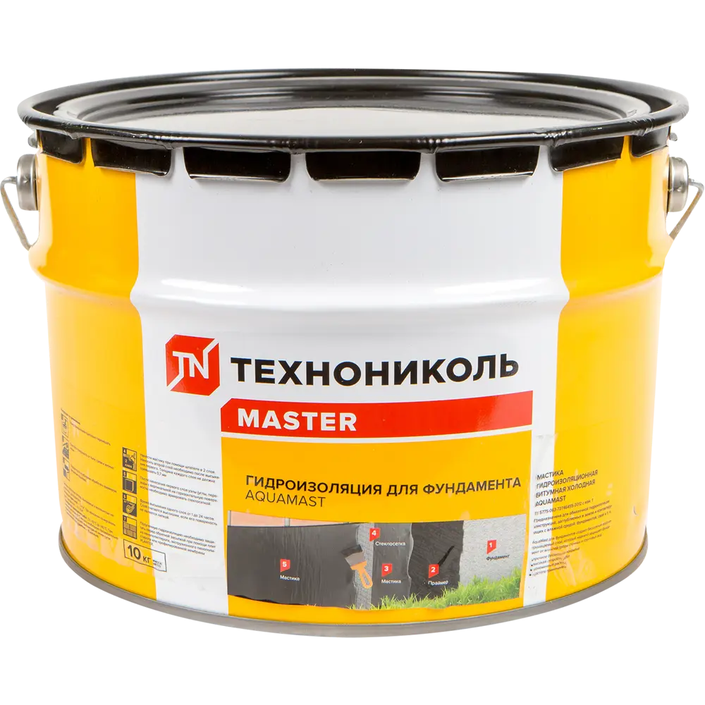Гидроизоляционная мастика ТЕХНОНИКОЛЬ AquaMast для фундаментов 10 кг 16721347 Aquamast гидроизоляция фундамента STLM-0007151