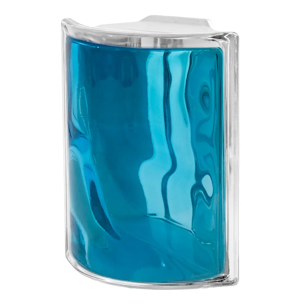 Стеклоблок Vitrablock Волна окрашенный внутри угловой цвет бирюзовый STLM-2076083