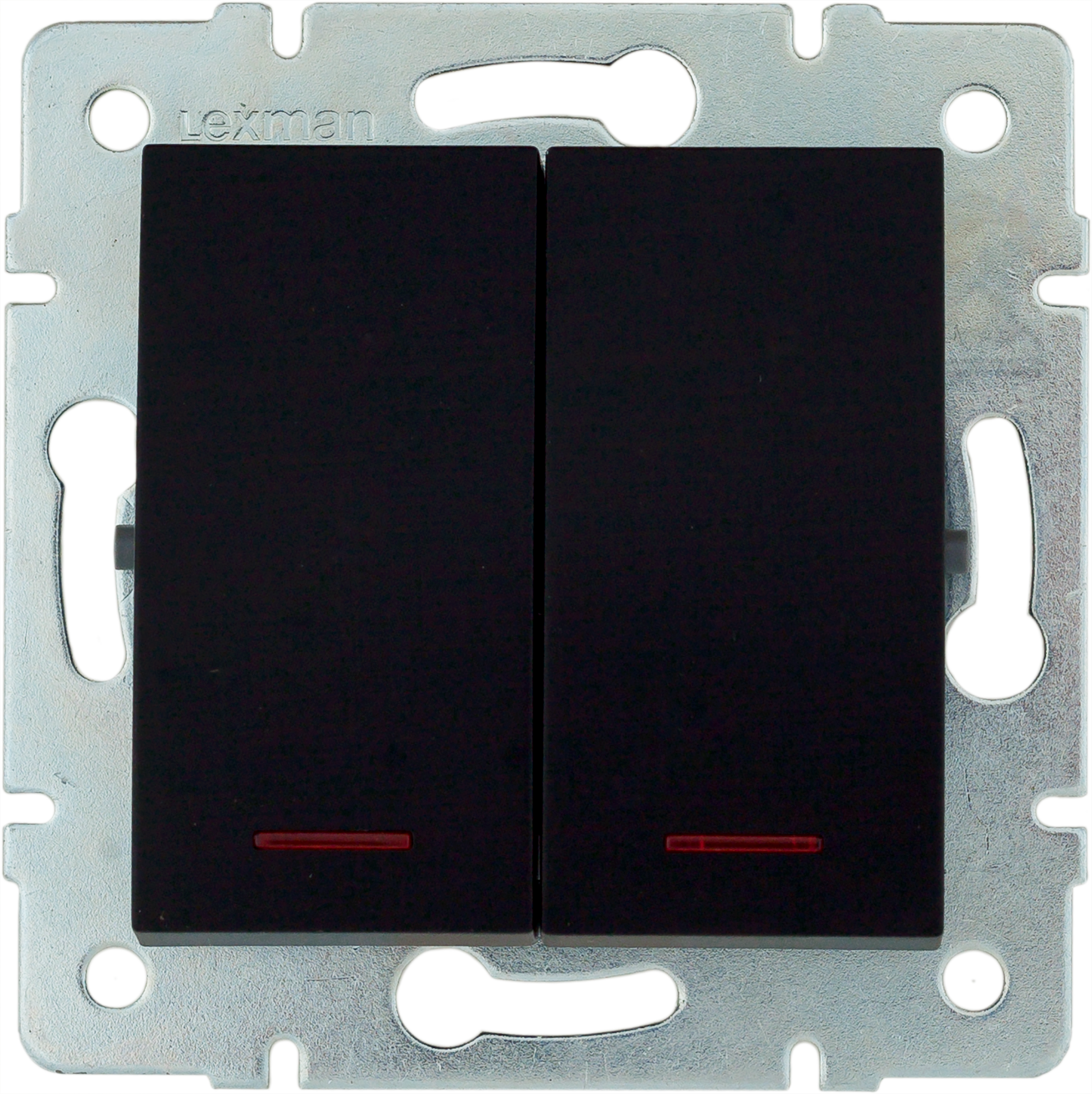 17920444 Выключатель встраиваемый 2 клавиши с подсветкой, цвет черный бархат матовый Виктория STLM-0009031 LEXMAN