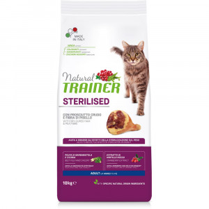 ПР0059546 Корм для кошек TRAINER Natural Sterilised для стерилизованных, сыровяленая ветчина сух. 10кг NATURAL TRAINER