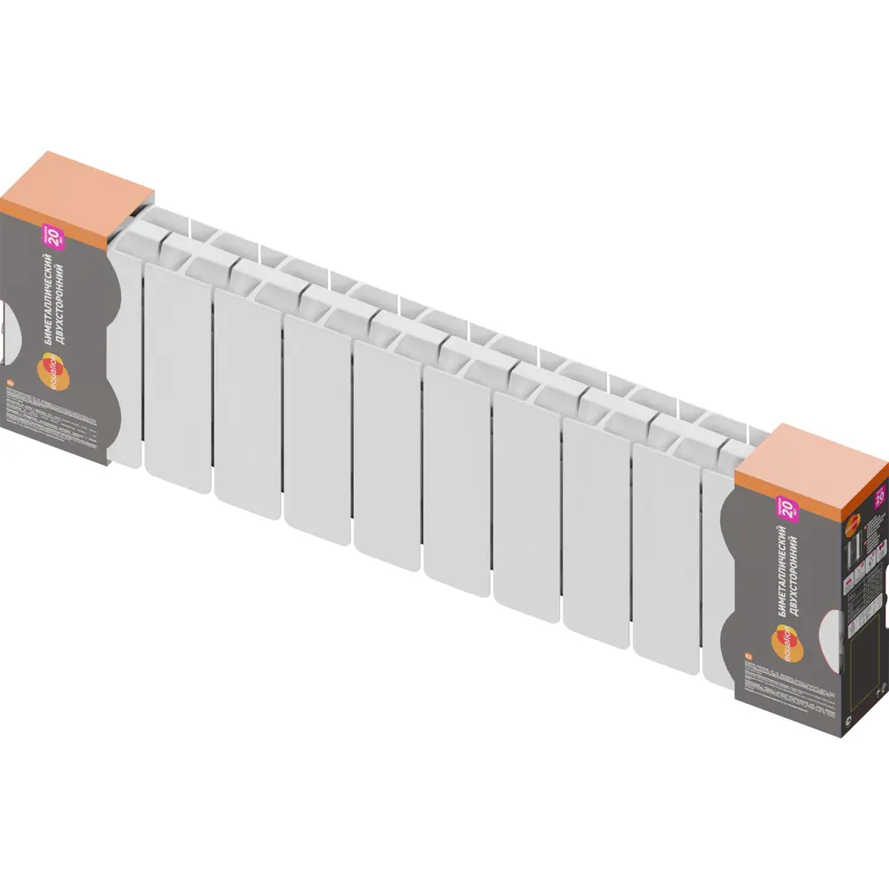 Радиатор секционный Equation Bimetal 200/90 12 секций боковое подключение биметалл белый STLM-2119574 - Вид №4