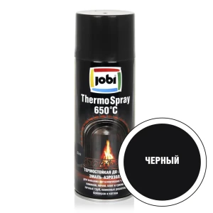 Эмаль аэрозольная декоративная Jobi ThermoSpray термостойкая полуматовая цвет черный 520 мл