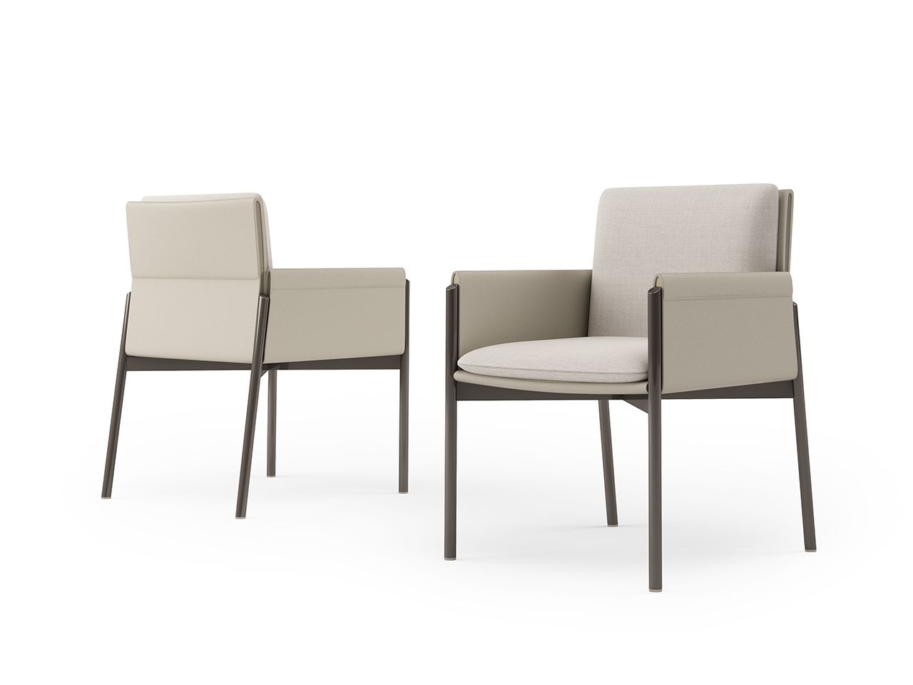 Стул с подлокотниками, обитый кожей и тканью Turri ARCH-00014900 - Вид №4