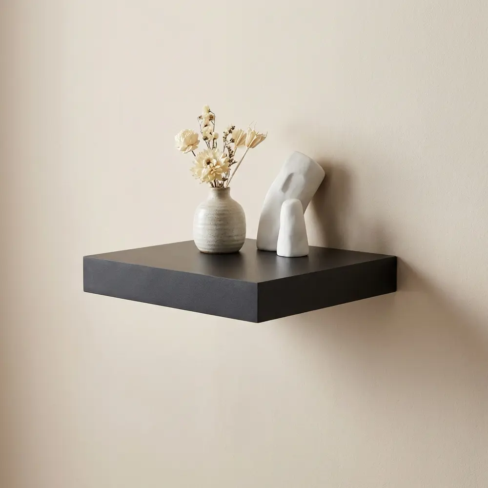 Настенная полка KONSENSA 23x23.5 см со скрытым креплением МДФ цвет черный STLM-2023406