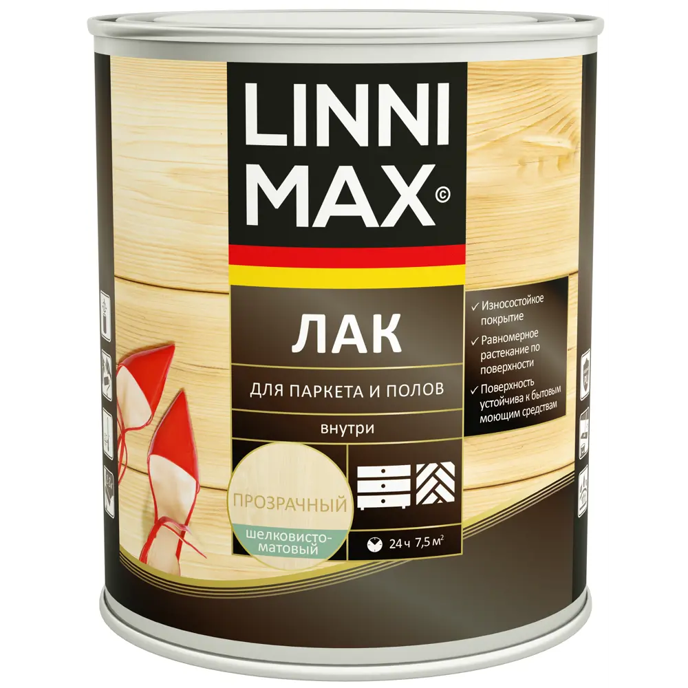 Паркетный лак LINNIMAX матовый бесцветный 0.75 л 89349631 STLM-0853997 - Вид №1