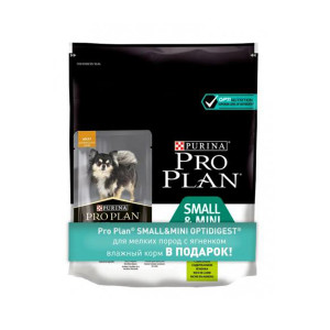 ПР0058471 Корм для собак для мелких пород с чувствит. пищеварением, ягненок сух. 700г+пауч 100г НАБОР Pro Plan