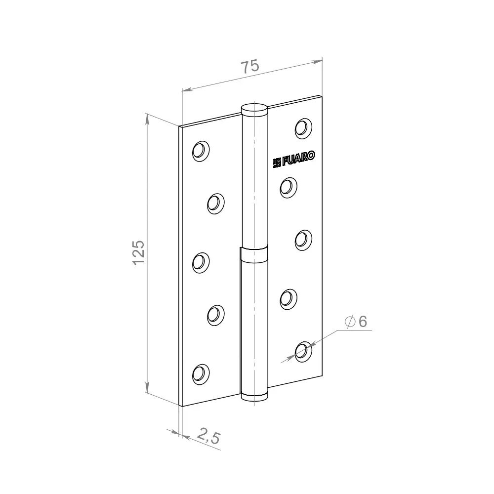 Петля карточная съемная Fuaro 125x75x2.5 мм сталь цвет золото STLM-2054212 - Вид №2