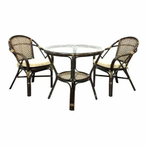 Обеденная группа коричневая, столик и кресла на 2 персоны Dinner ЭКО ДИЗАЙН ПЛЕТЕНАЯ 009655 Бежевый;коричневый