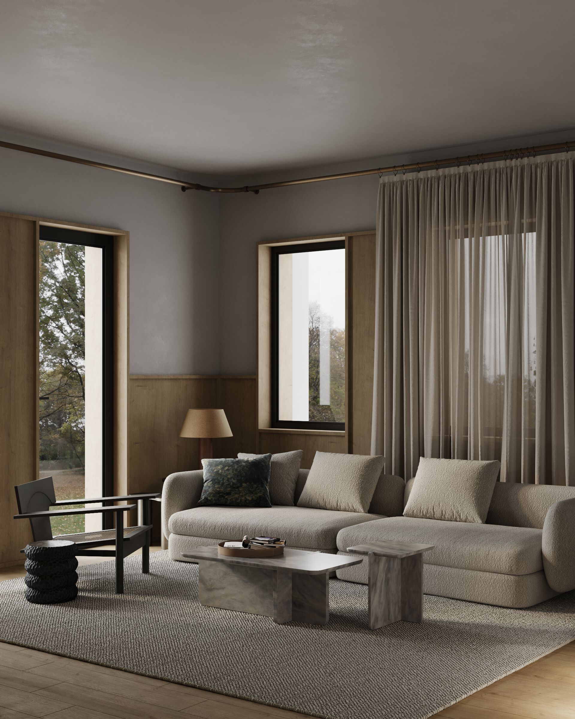 Прямоугольный журнальный столик из серого мрамора Maami Home Notch ARCH-00093957 - Вид №2