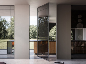 Алюминиевая и стеклянная поворотная дверь