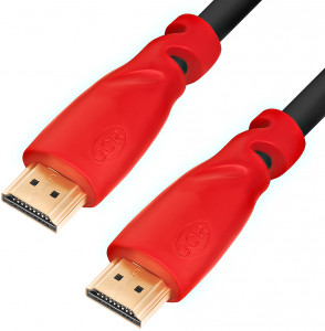 33-050518 кабель 1.0m, hdmi 2.0, красные коннекторы, hdr 4:2:2, ultra hd, 4k 60 fps 60hz / 5k*30hz, 3d, audio, 18.0 гбит/с, 28 awg, 3 x экран Greenconnect