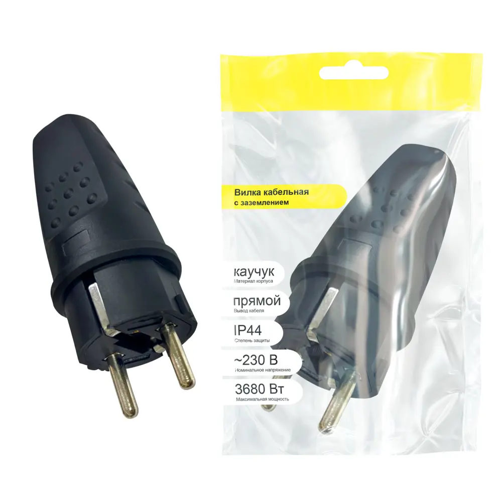 Вилка Duwi 230 В с заземлением цвет черный STLM-2130263