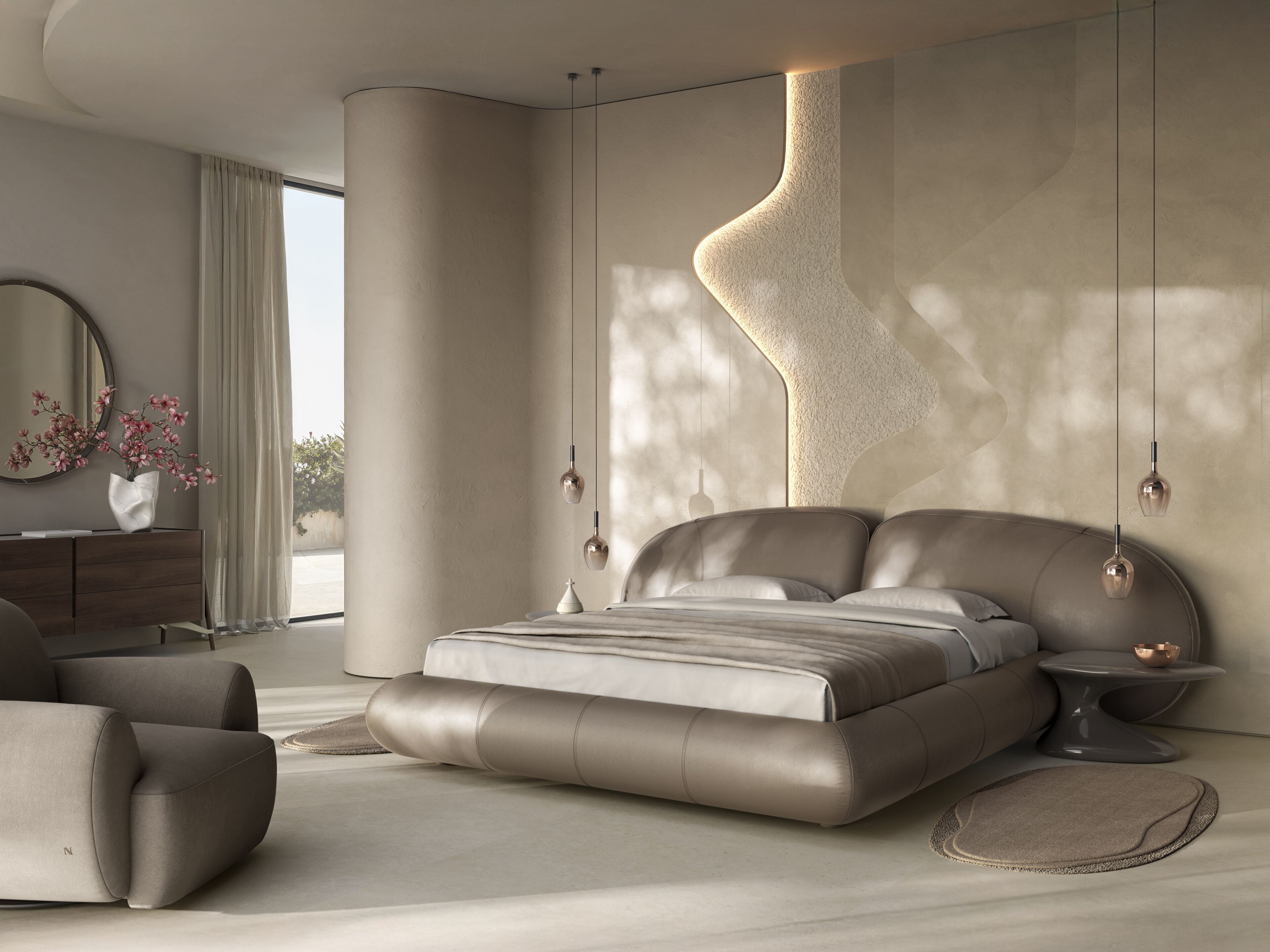 Лакированная овальная тумбочка Natuzzi Italia память ARCH-00100714 - Вид №1