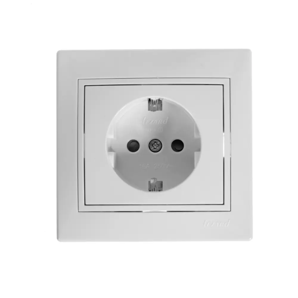 Розетка керамическая Lezard Mira, защитные шторки, цвет белый STLM-2074556 - Вид №1