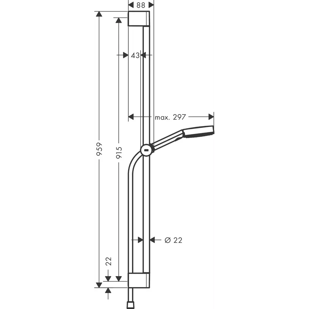 Душевая система Hansgrohe 105 3jet Relaxation 24170000, 95.9 см Глянцевый хром