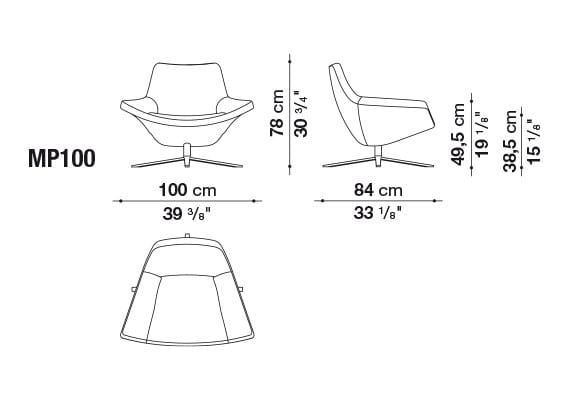 Тканевое вращающееся кресло B&B Italia ARCH-00139374 - Вид №6