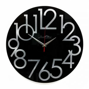 Часы настенные стеклянные черные с серебряными цифрами "Династия" ДИНАСТИЯ  00-3967081 Черный