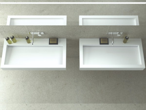 Прямоугольная подвесная раковина из твердой поверхности