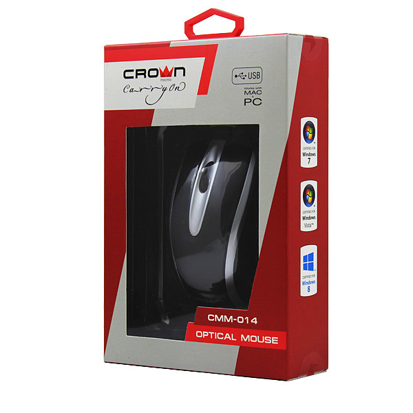 CM000000344, CMM-014 (black and silver) Мышь cmm-014 (black&silver) Crown Santreyd  - Вид №1