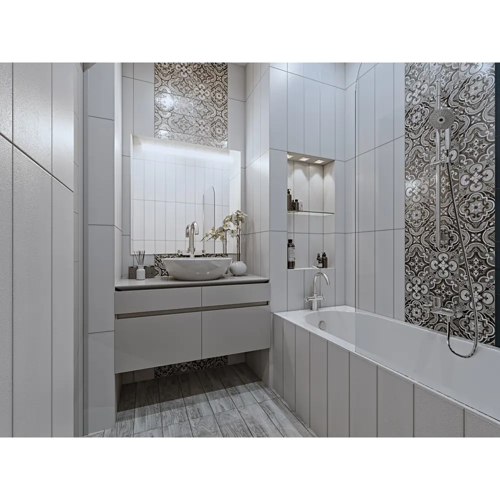 Керамогранит Belani Патч 59.7x14.8 см 1.325 м² матовый цвет серый STLM-2197297 - Вид №7