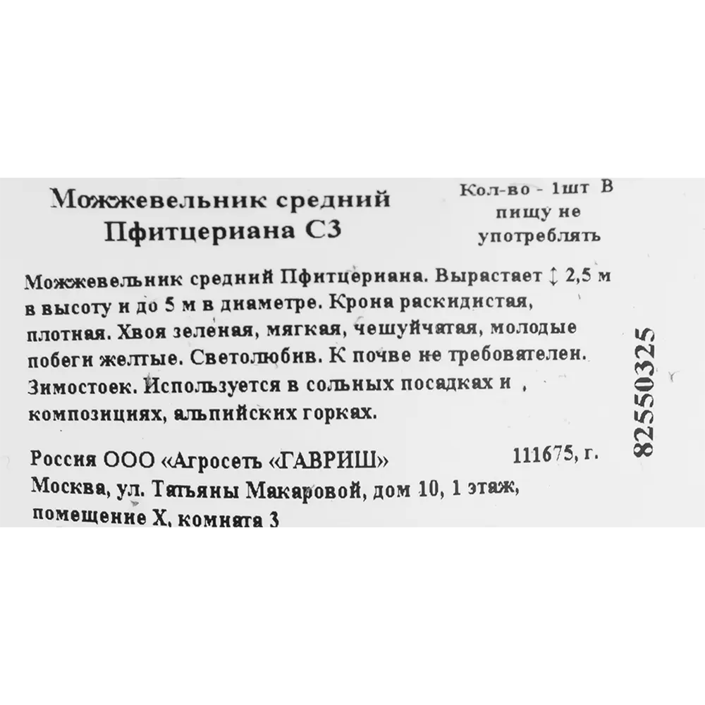 Можжевельник средний пфицериана C3 ГАВРИШ STLM-2055385 - Вид №1