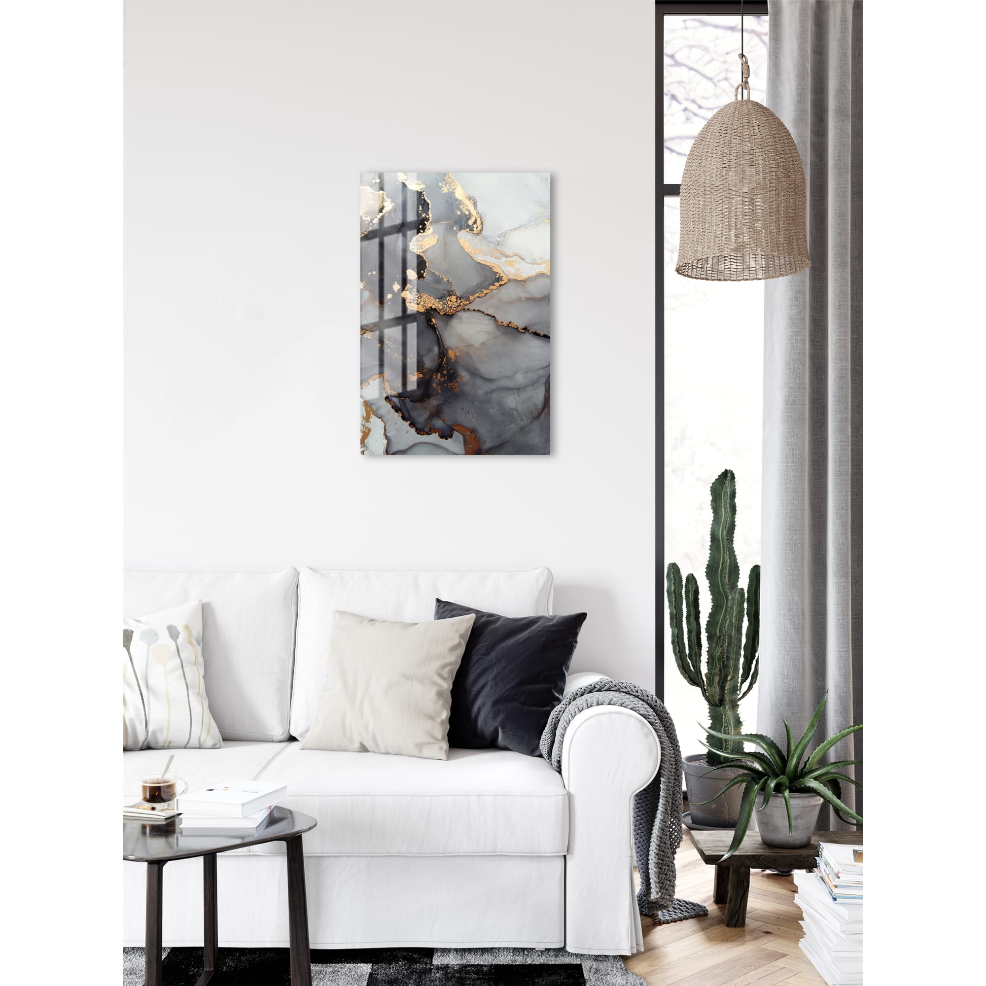 82977337 Картина на стекле «Белый акрил 3» 40x60 см Santreyd  - Вид №4