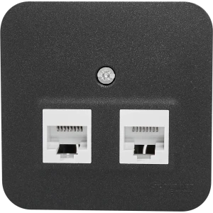 Розетка компьютерная двойная накладная Schneider Electric Blanca RJ45 UTP cat 5e без заземления цвет антрацит