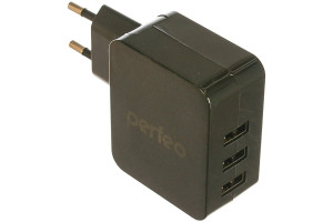 16088588 Сетевое зарядное устройство с разъемом 3xUSB 4.8А черный CUBE 3 PF_A4135 30 011 217 Perfeo