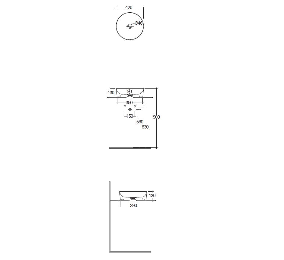 Керамическая столешница круглый умывальник RAK Ceramics RAK-Skin ARCH-00048733 - Вид №2