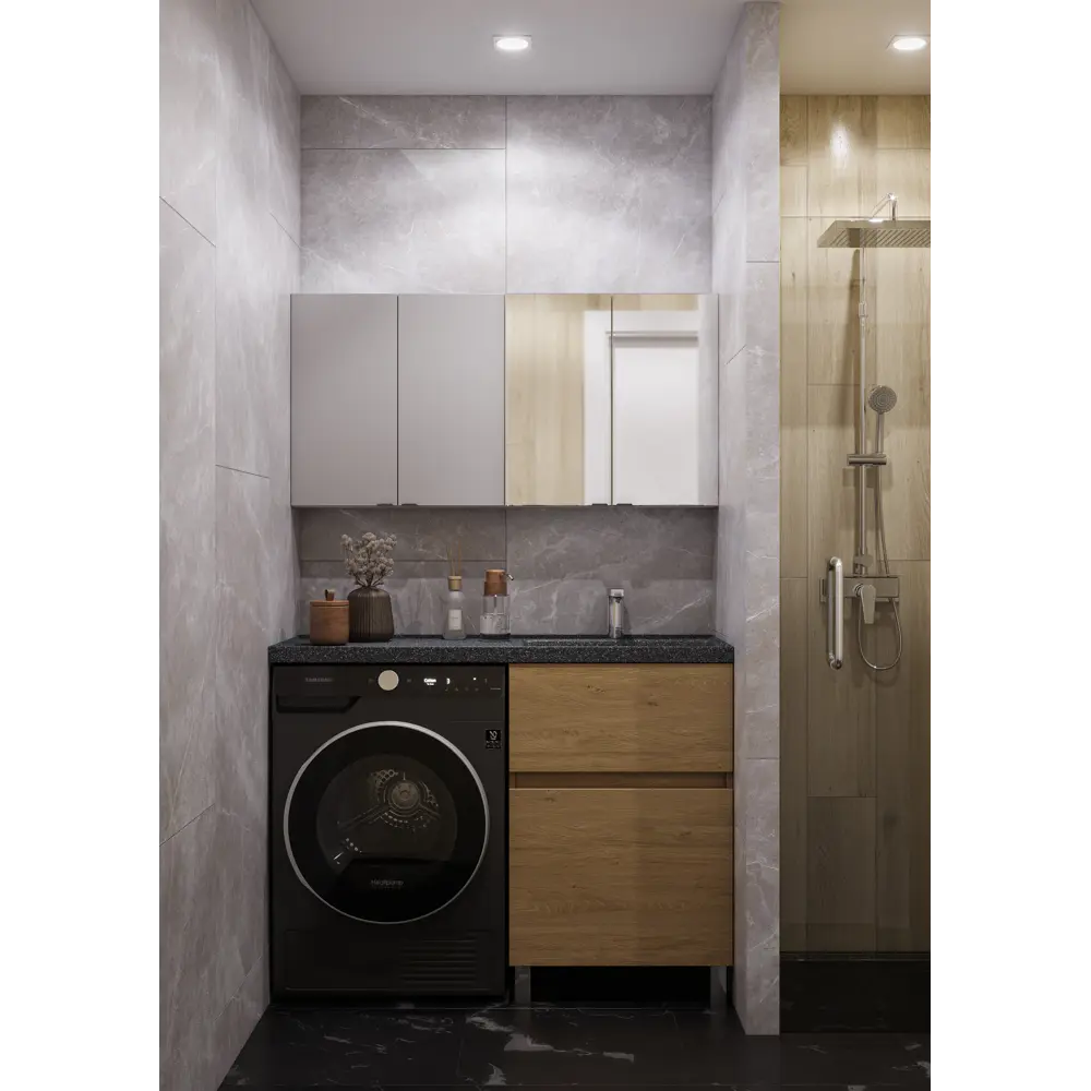 Тумба под стиральную машину напольная Aquaton Лайн 57.9 см цвет дуб каменный STLM-2092610 - Вид №9