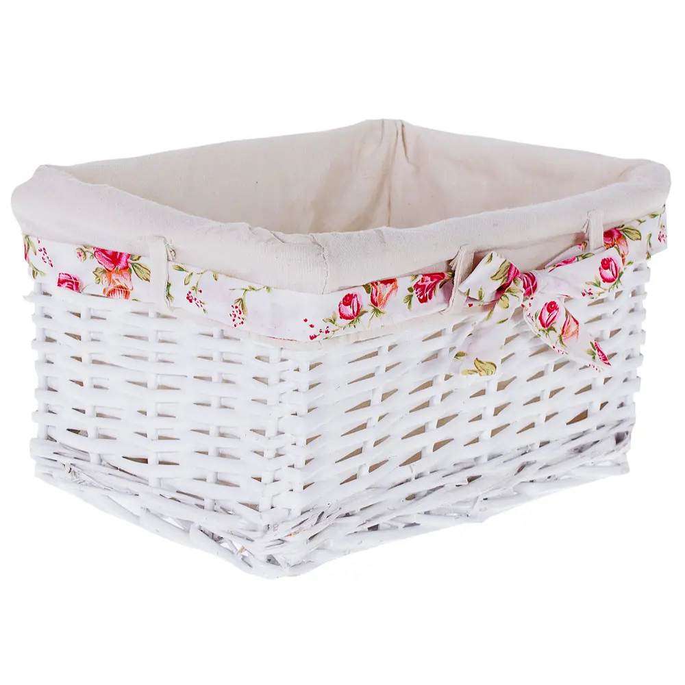 Корзина Ива с декоративным чехлом 30x16x21 см ротанг цвет белый STORIDEA STLM-2017609