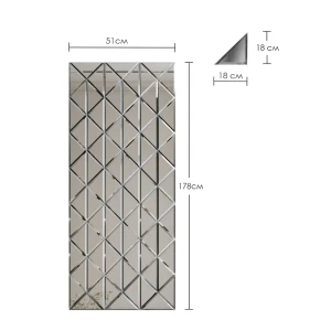 Зеркальная плитка ДСТ панно на стену 51х178 см цвет графит. форма треугольник 18х18 см