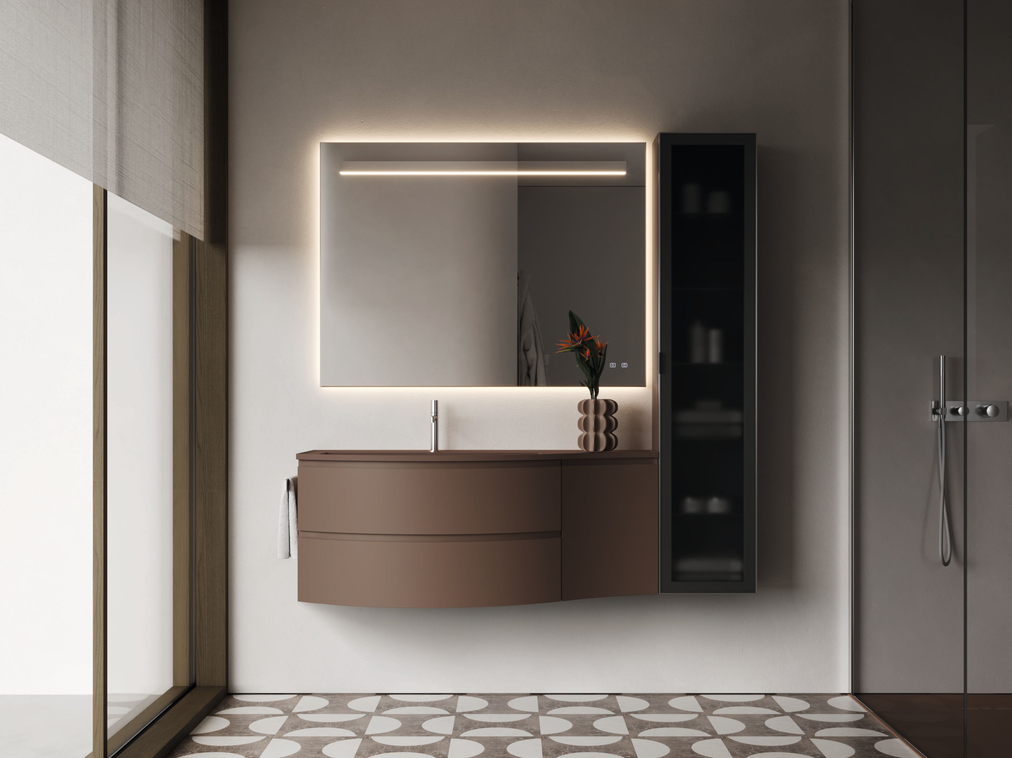 Подвесной туалетный столик с зеркалом Ideagroup Seventy Form ARCH-00049102