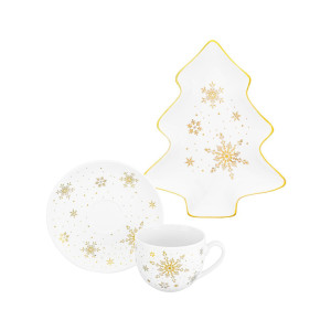 Чайный набор Золотые снежинки 3 предмета фарфор ELAN GALLERY