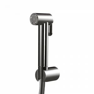 Graffio Круглый кнопочный гигиенический душ из латуни, опора из АБС-пластика, СЕРЕБРЯНЫЙ гибкий шланг 120 см. SH701