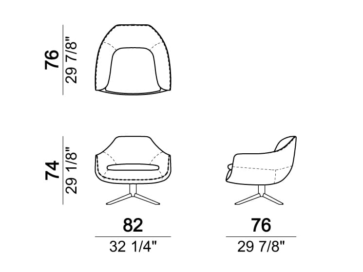 Вращающееся кресло с подлокотниками Arketipo крупным планом ARCH-00072893 - Вид №4