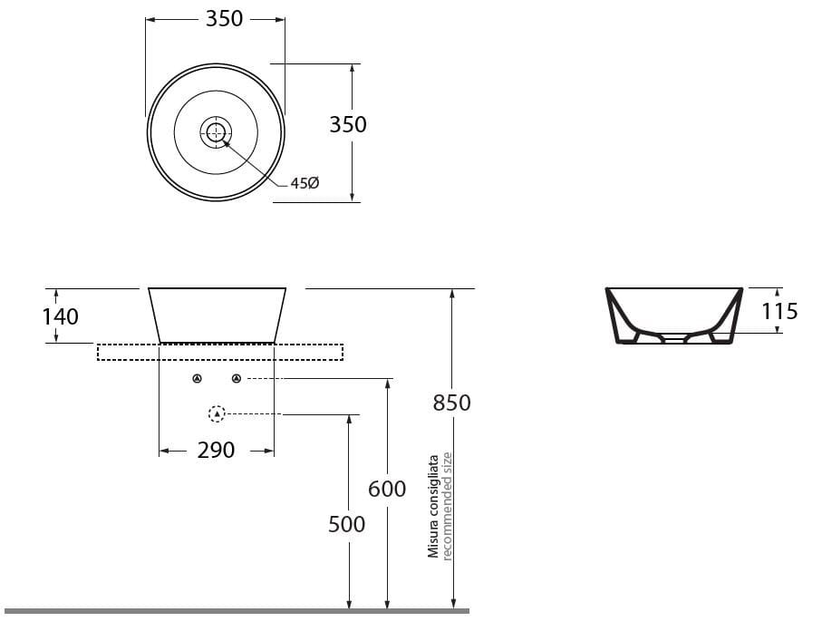 Керамическая раковина с одной круглой столешницей Azzurra Ceramica форма ARCH-00088032 - Вид №6