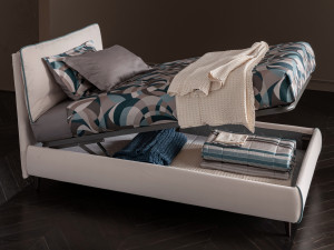 Односпальная кровать для хранения ткани с мягким изголовьем