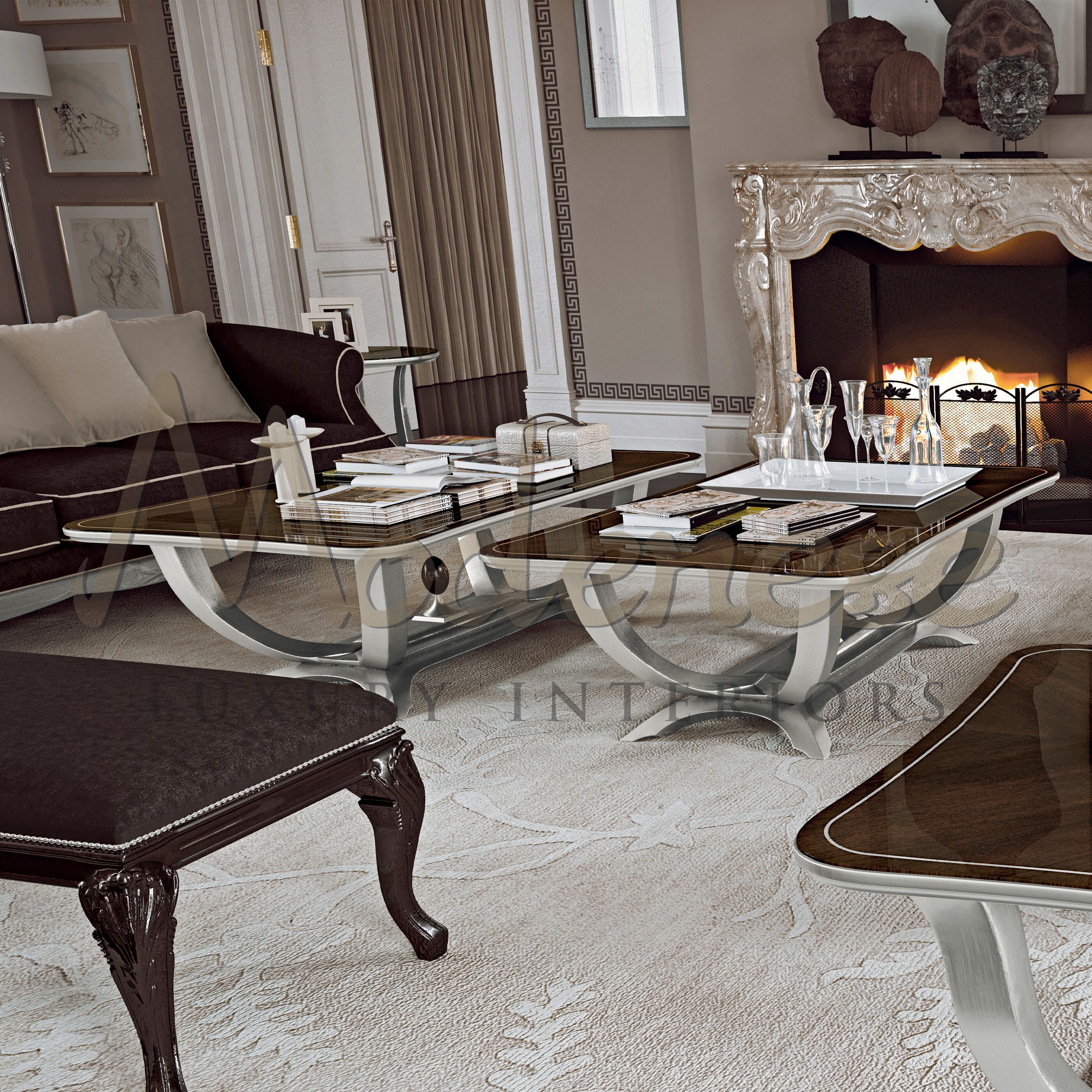 Деревянный прямоугольный журнальный столик Modenese Luxury Interiors CURVATURA ARCH-00028849 - Вид №4