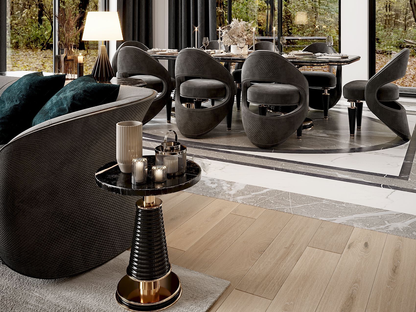 Круглый журнальный столик для гостиной Zebrano Quintus ARCH-00114510 - Вид №1