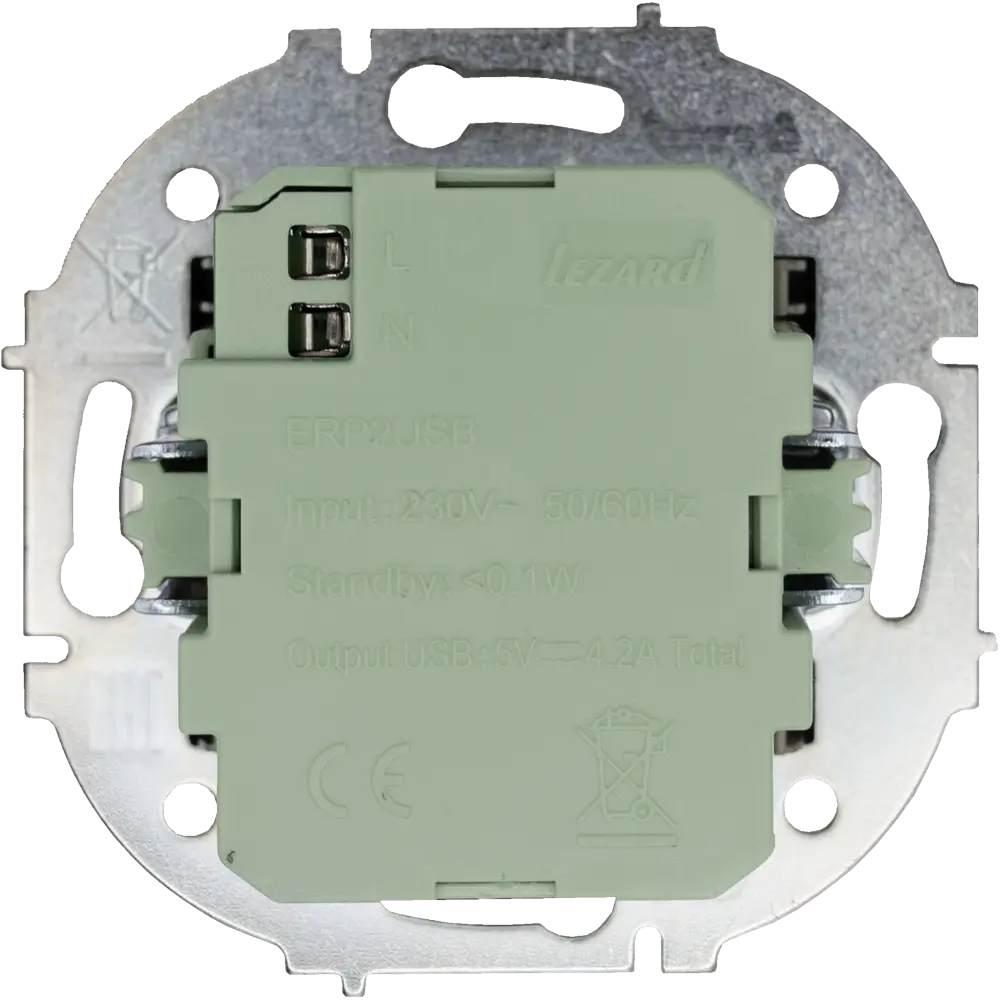 Розетка двойная USB встраиваемая Osen цвет серый LEZARD STLM-2137299 - Вид №2