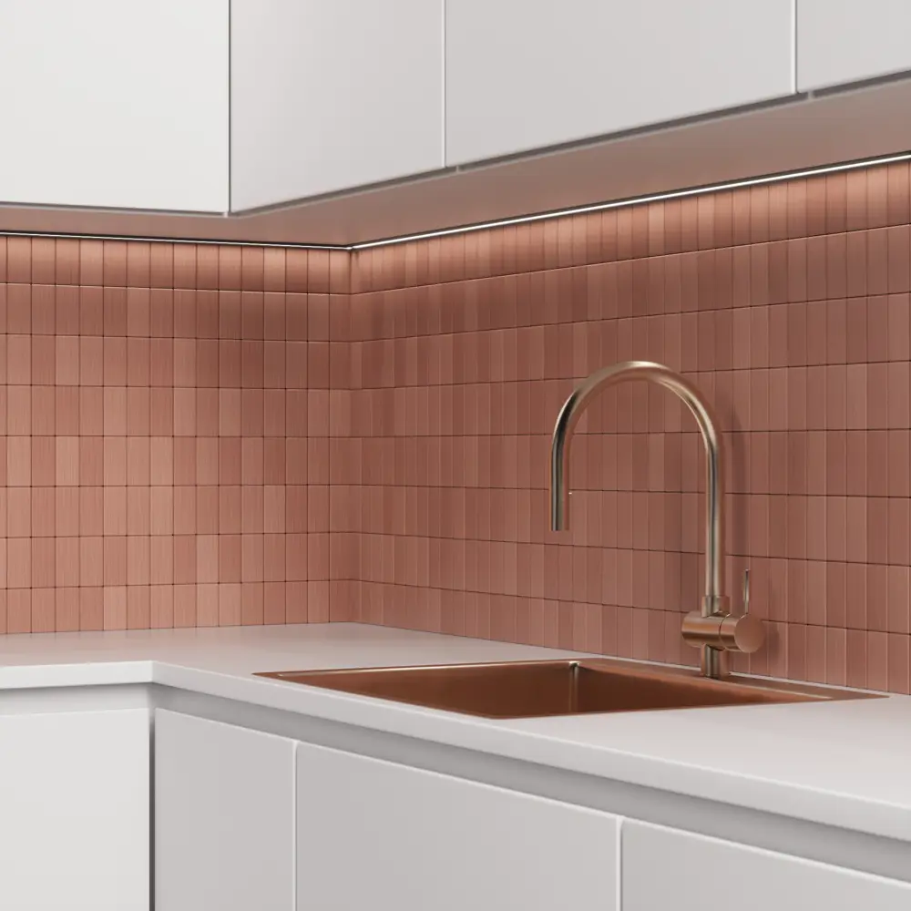 Мозаика алюминиевая Artens Tara 30.6x29.6 см цвет розовое золото Самоклеющийся STLM-2127634